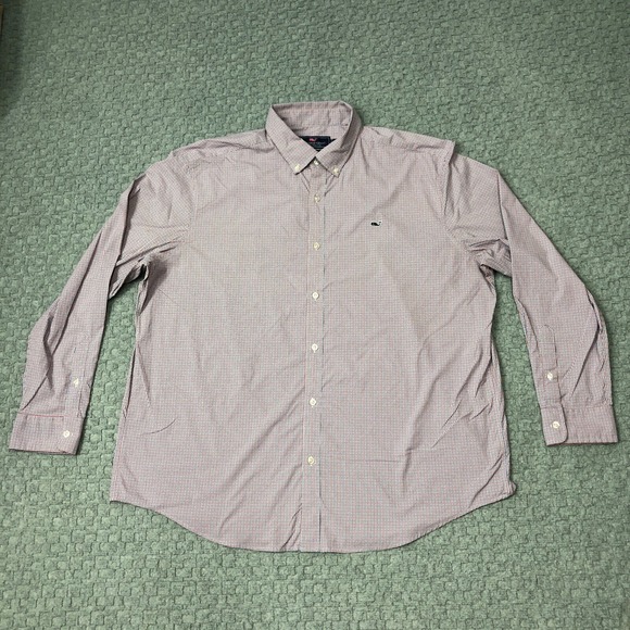 Vineyard Vines Shirt Mens XXL Blue Red White Check Button Up Whale Shirt Preppy - Picture 2 of 11